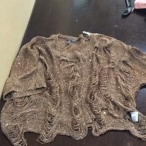 Gold beaded sweater with holes